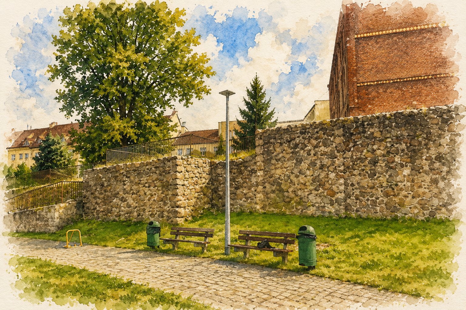 Zdjęcie: Recz, Mury obronne (XIV–XV w.): Prace remontowo-konserwatorskie przy murach obronnych, dwóch odcinków zagrożonych zawaleniem – I etap