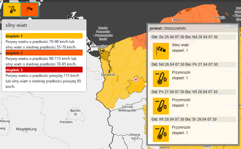 Zdjęcie: Prognozuje się wystąpienie silnego wiatru o średniej prędkości do 50 km/h, w porywach do 75 km/h, z zachodu.